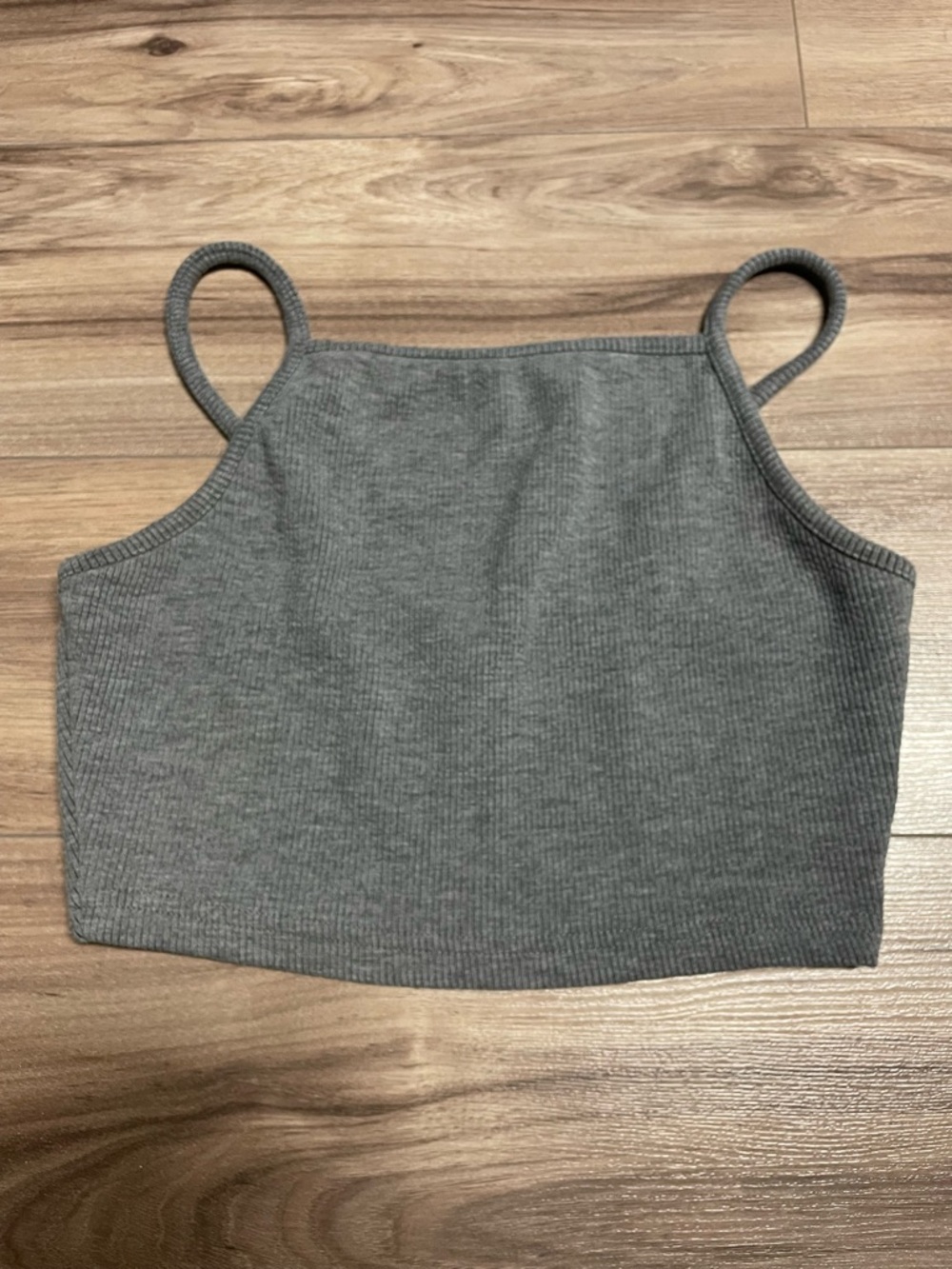 Topshop Grey Ribbed Cropped Cami